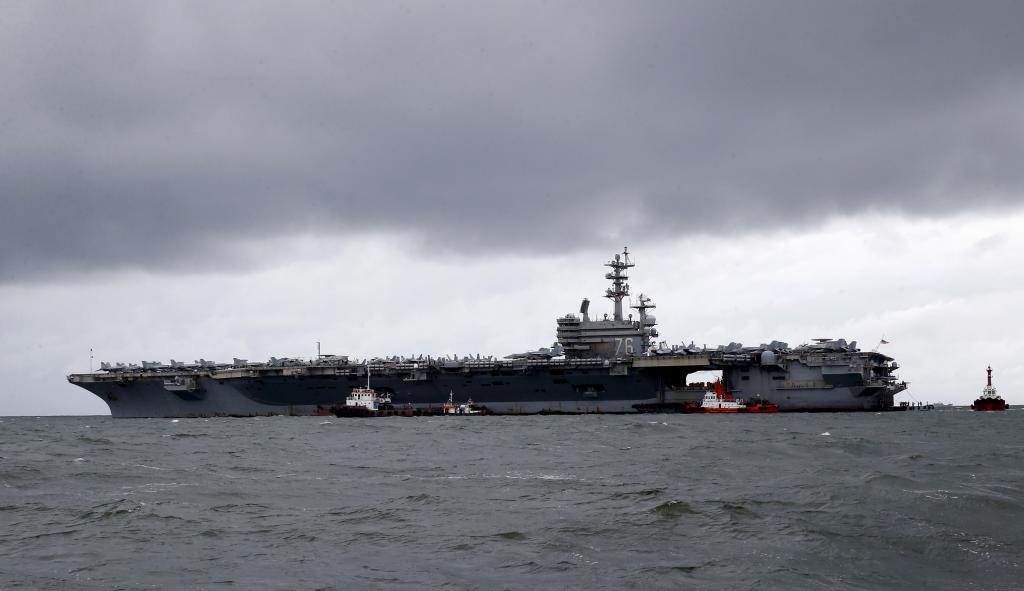 U.S. aircraft carrier USS Ronald Reagan as it is anchored off Manila Bay