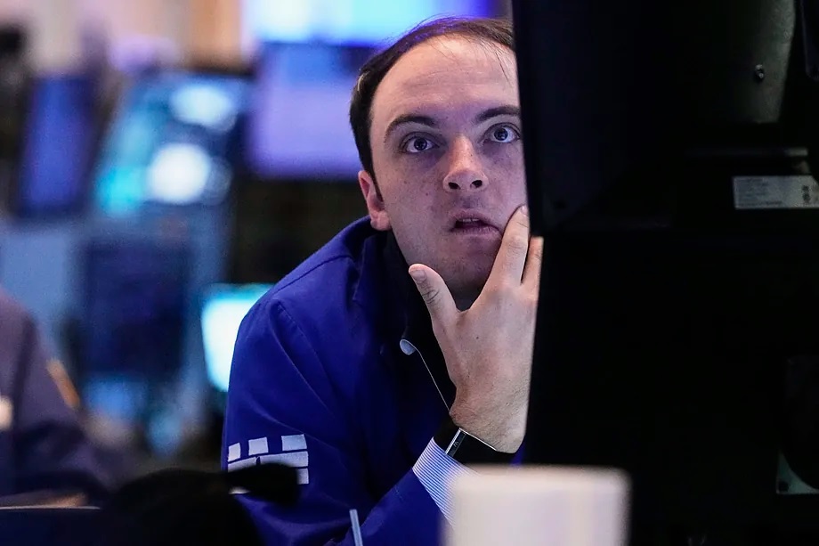 Trader Joseph Maguire on the floor of the New York Stock Exchange on May 20.