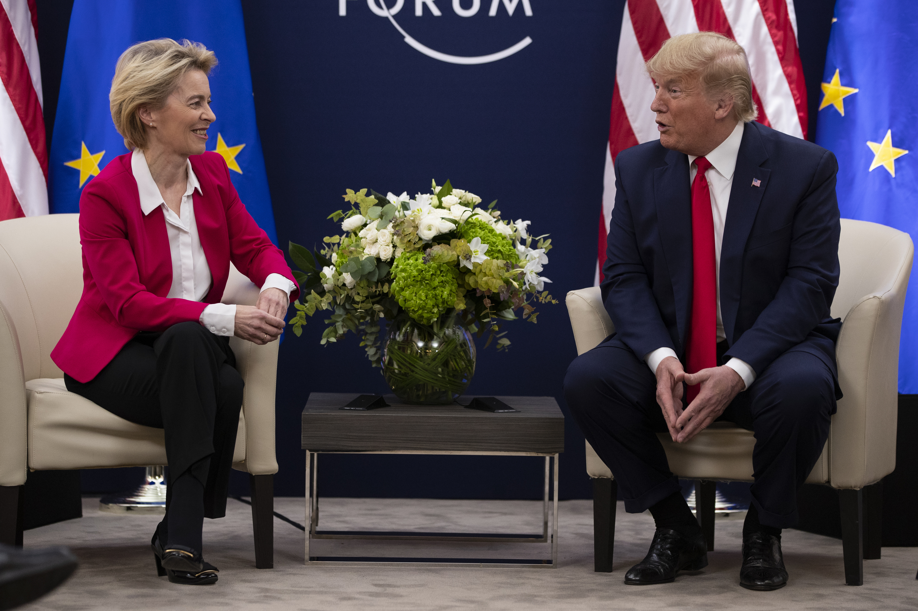 President Donald Trump meets with European Commission President Ursula von Der Leyen.