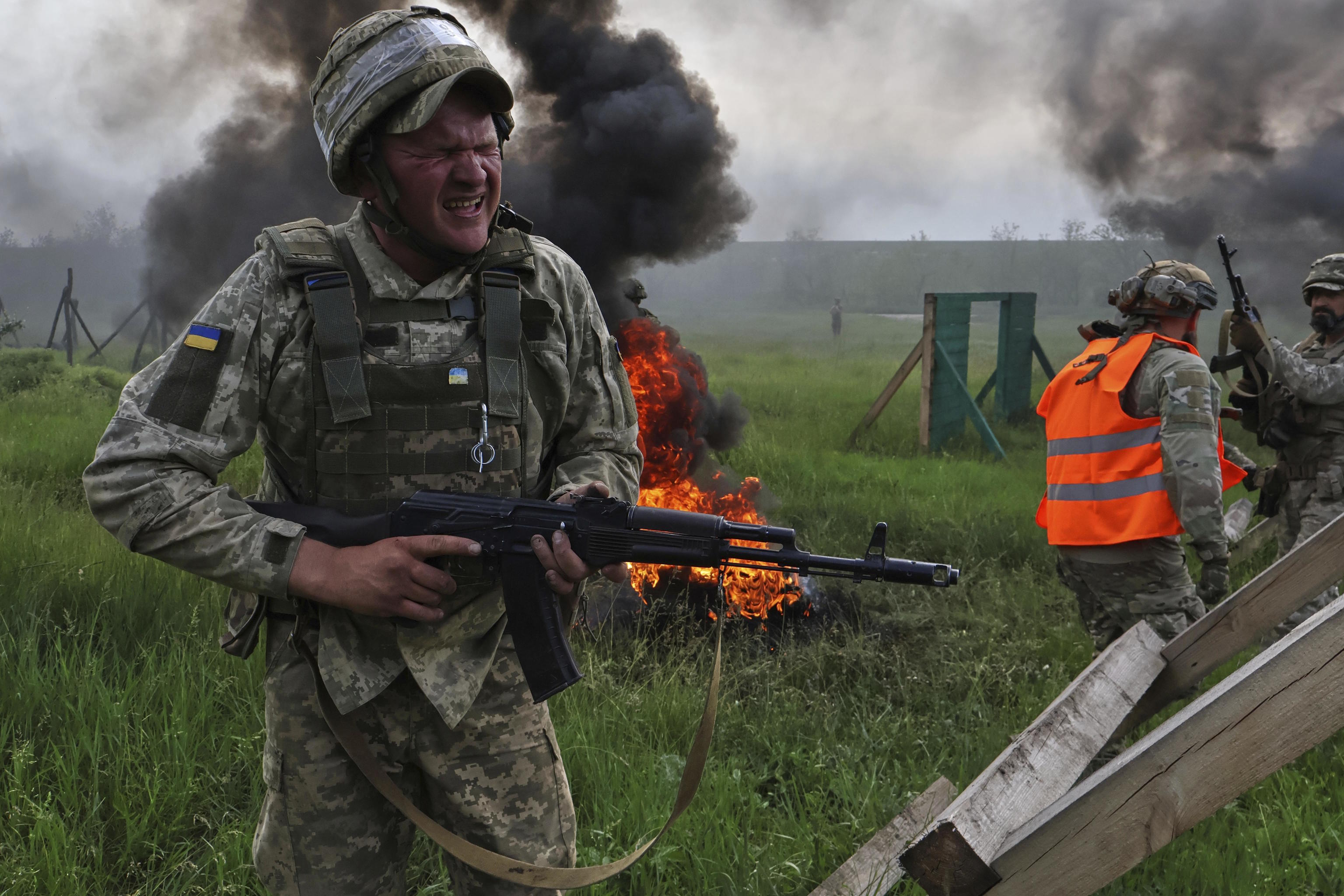 Ukrainian soldiers at a training camp in the Zaporiyia region.