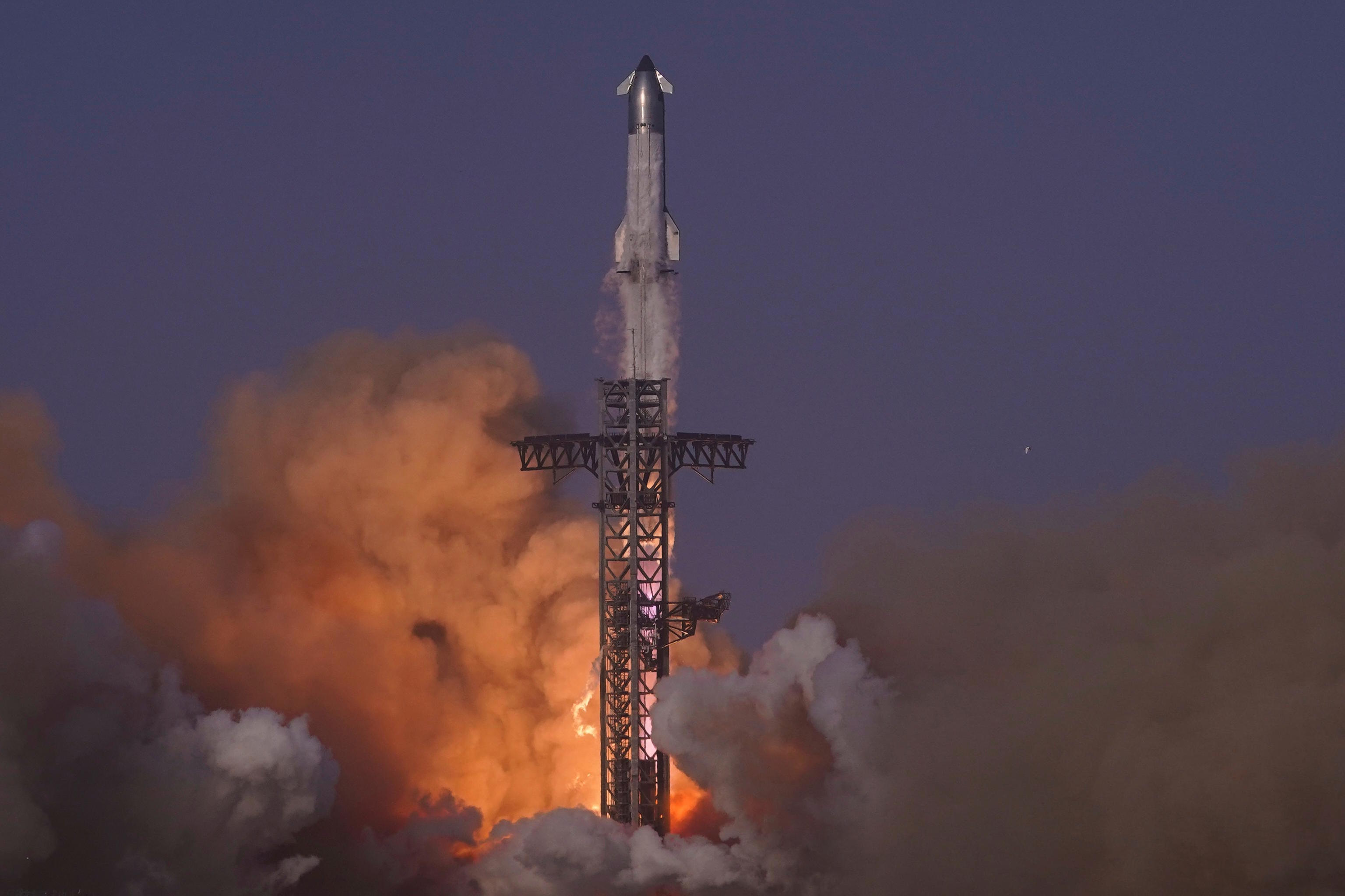 SpaceX's mega rocket Starship makes a test flight from Starbase, Texas.