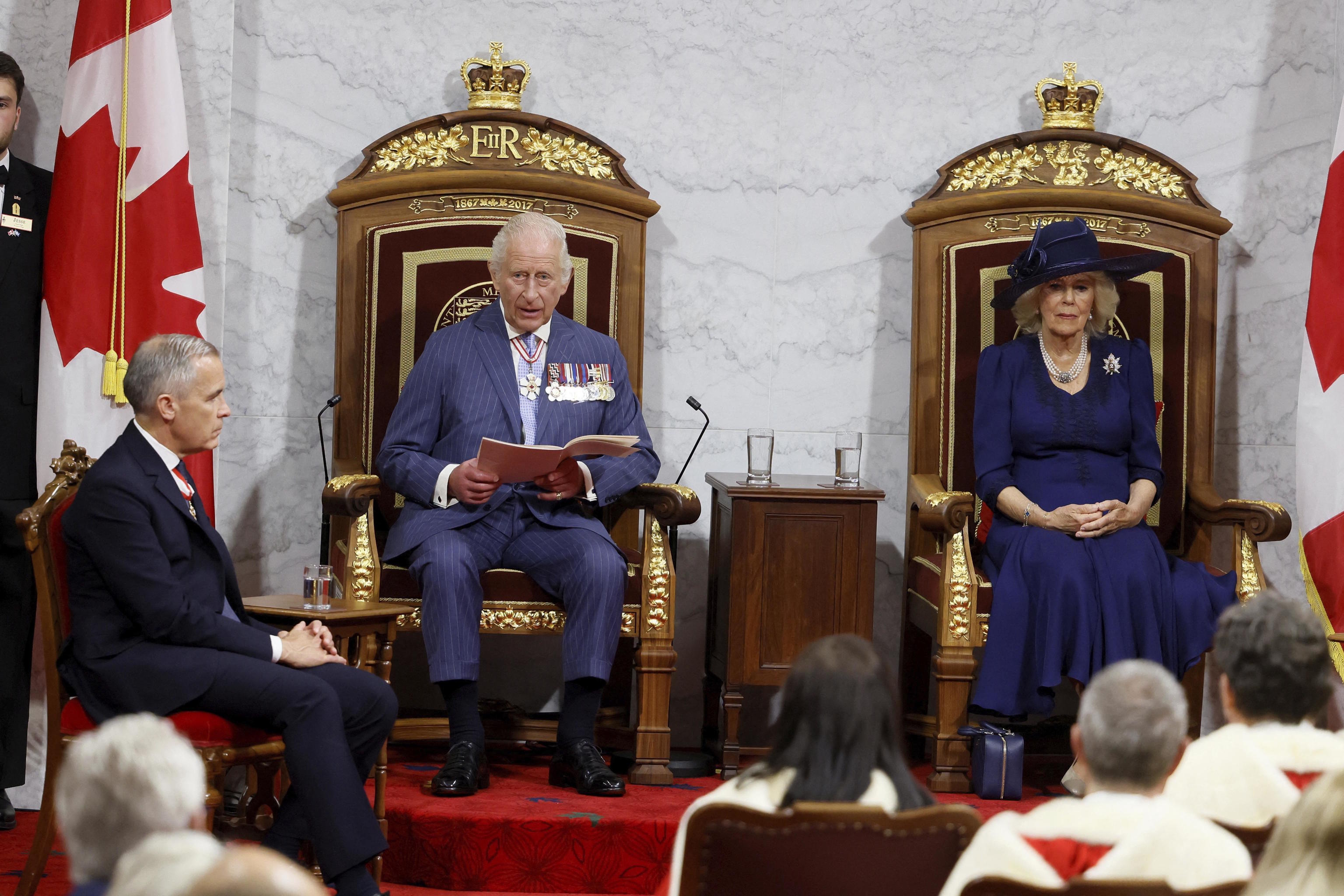 King Charles and Camila in the Parliament of Canada.