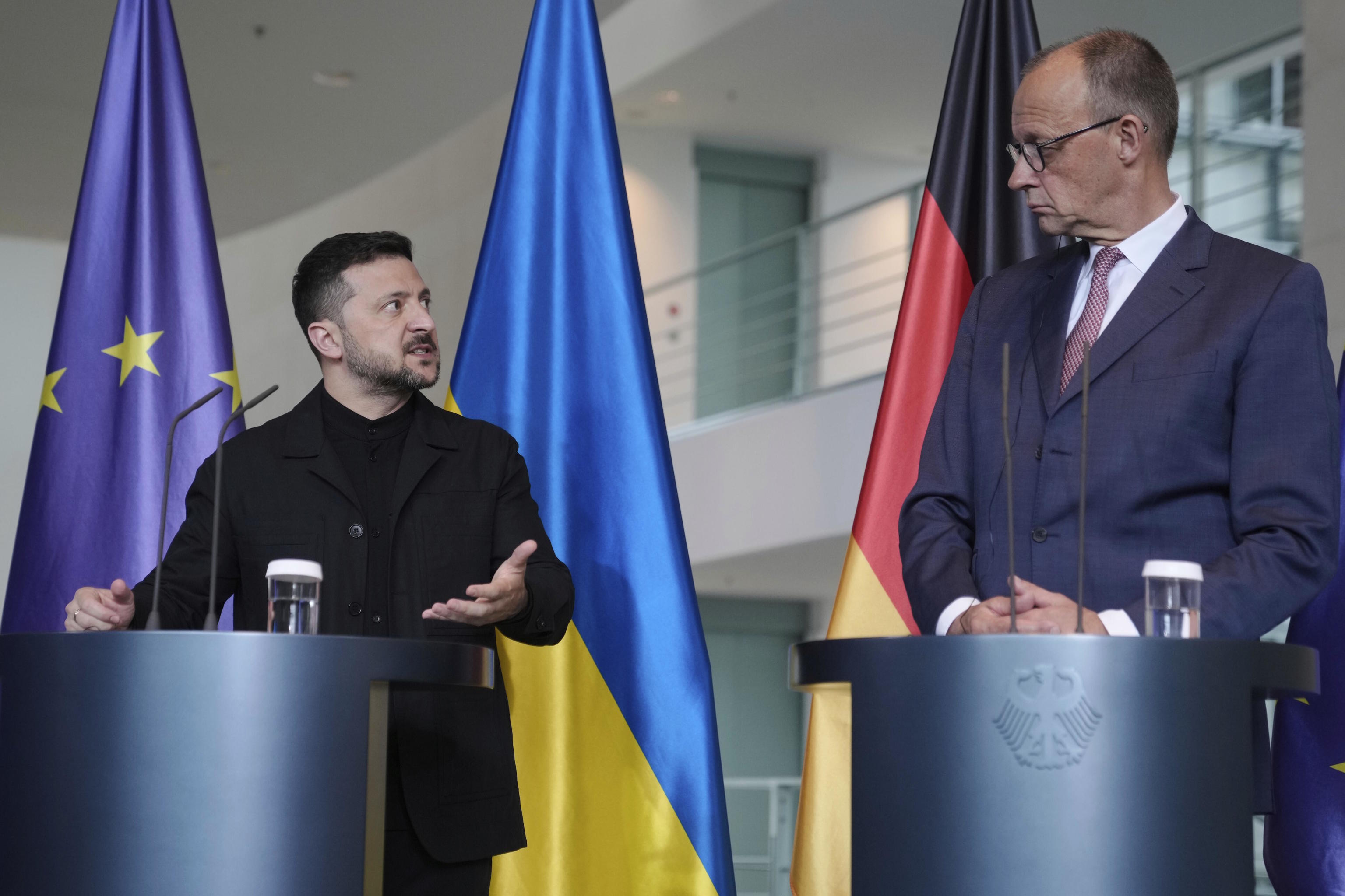 Germany's Chancellor Merz and Ukraine's President Zelenskyy.