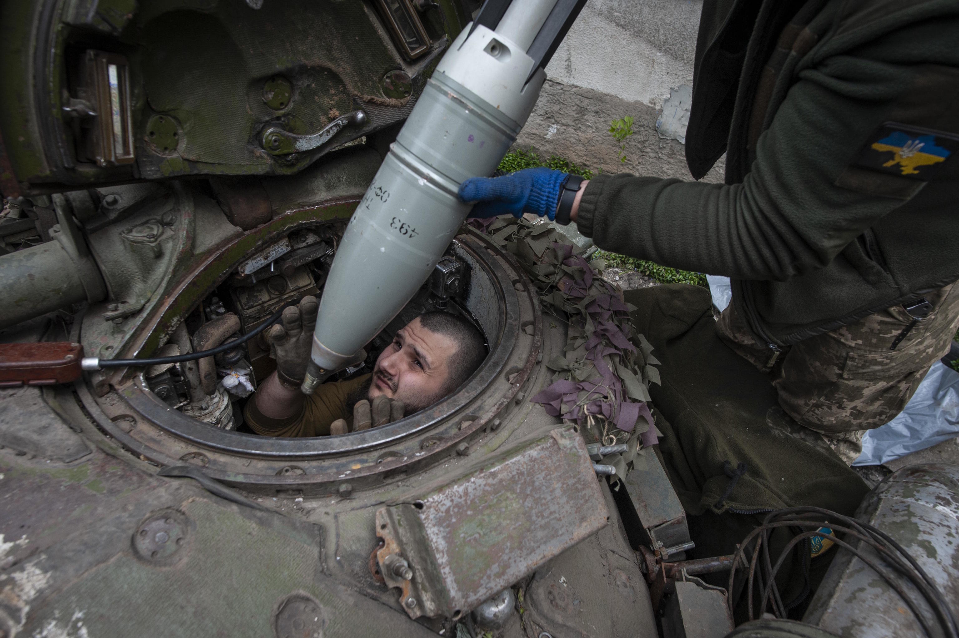 Ukrainian soldiers during exercises.