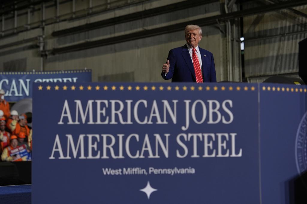 President Donald Trump speaks at U.S. Steel Corporation's Mon Valley Works-Irvin plant