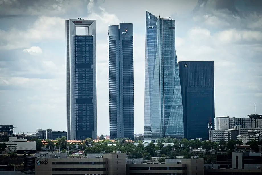 View of the financial district north of Madrid