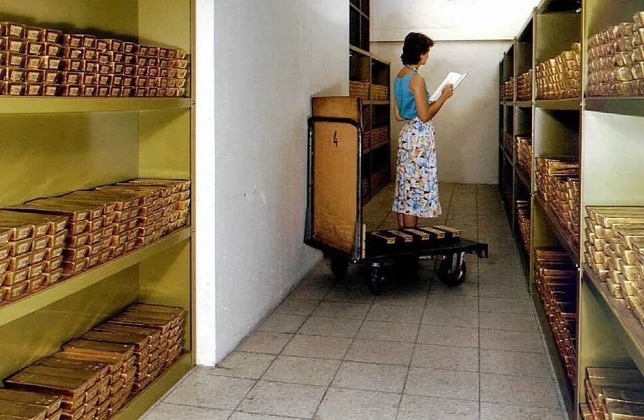 Vault of the Bundesbank where part of Germany's gold reserves are safeguarded.