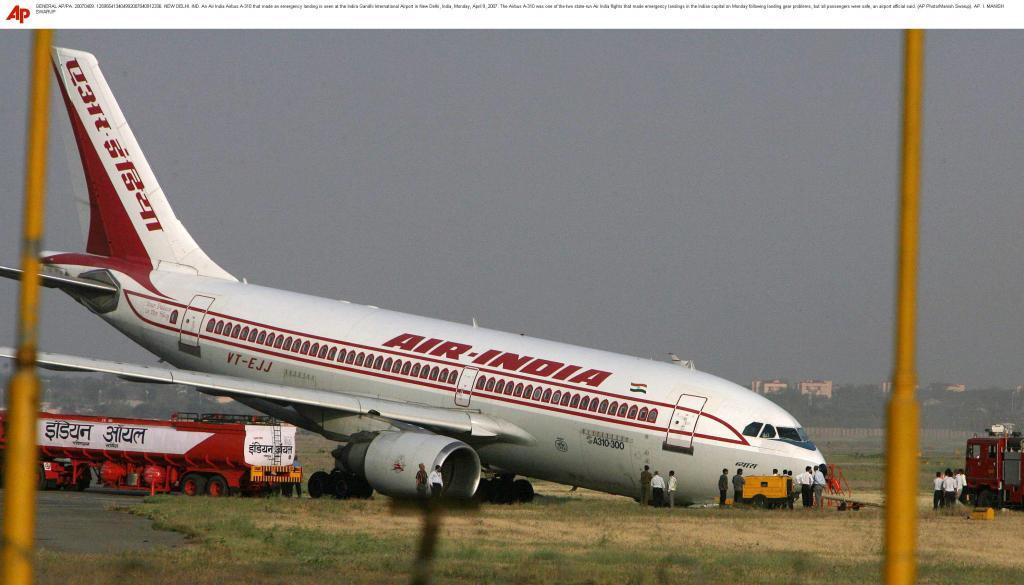 Airbus A-310 that made an emergency landing is seen at the Indira Gandhi International Airport in New Delhi, India