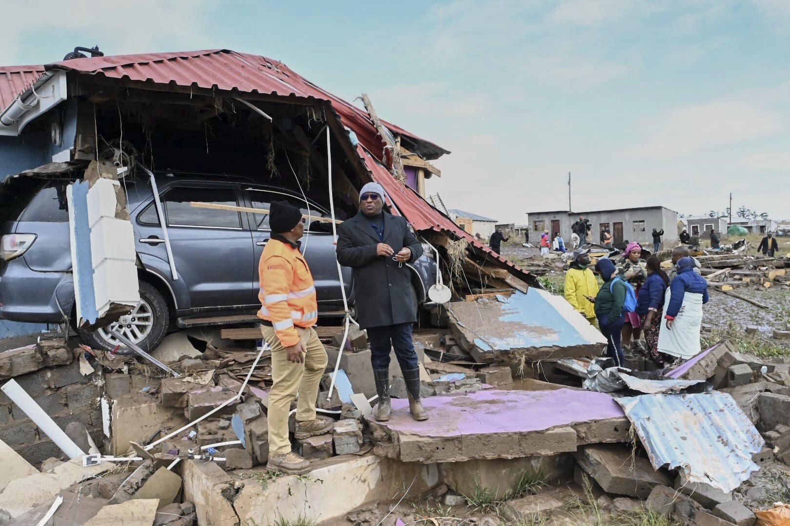 Damaged home after flooding in the area, in Mthatha, South Africa.