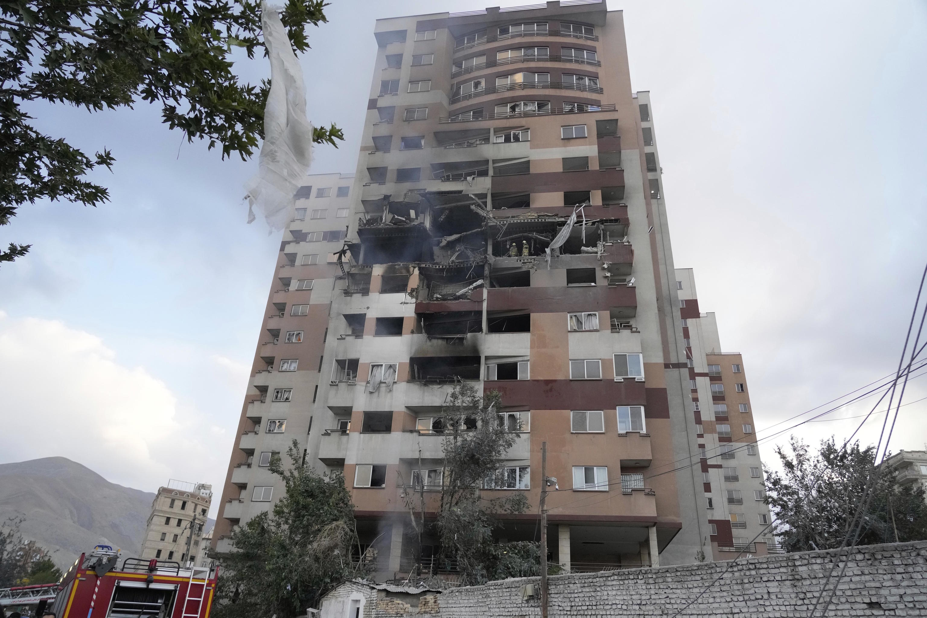Damage is seen in a building after an explosion.