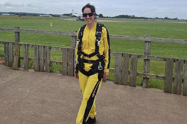 Belinda Taylor, before the jump.