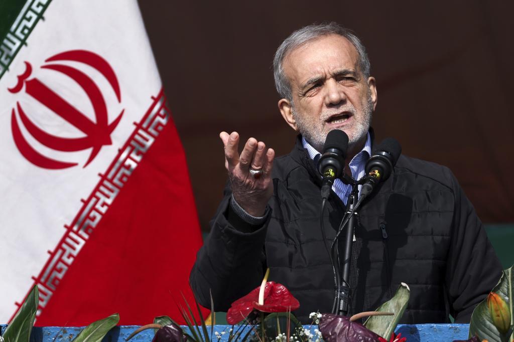 This photo released by the Iranian Presidency Office, President Masoud Pezeshkian
