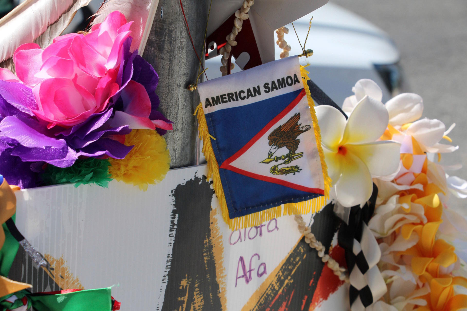 A makeshift memorial for Arthur Folasa Ah Loo in downtown Salt Lake City.