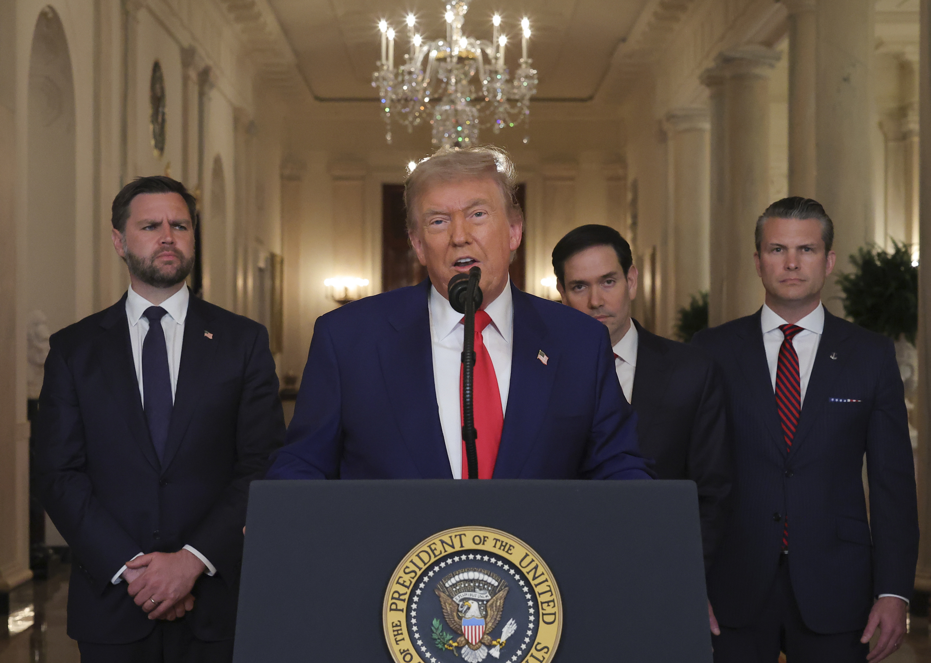 U.S. President Donald Trump delivers an address to the nation.