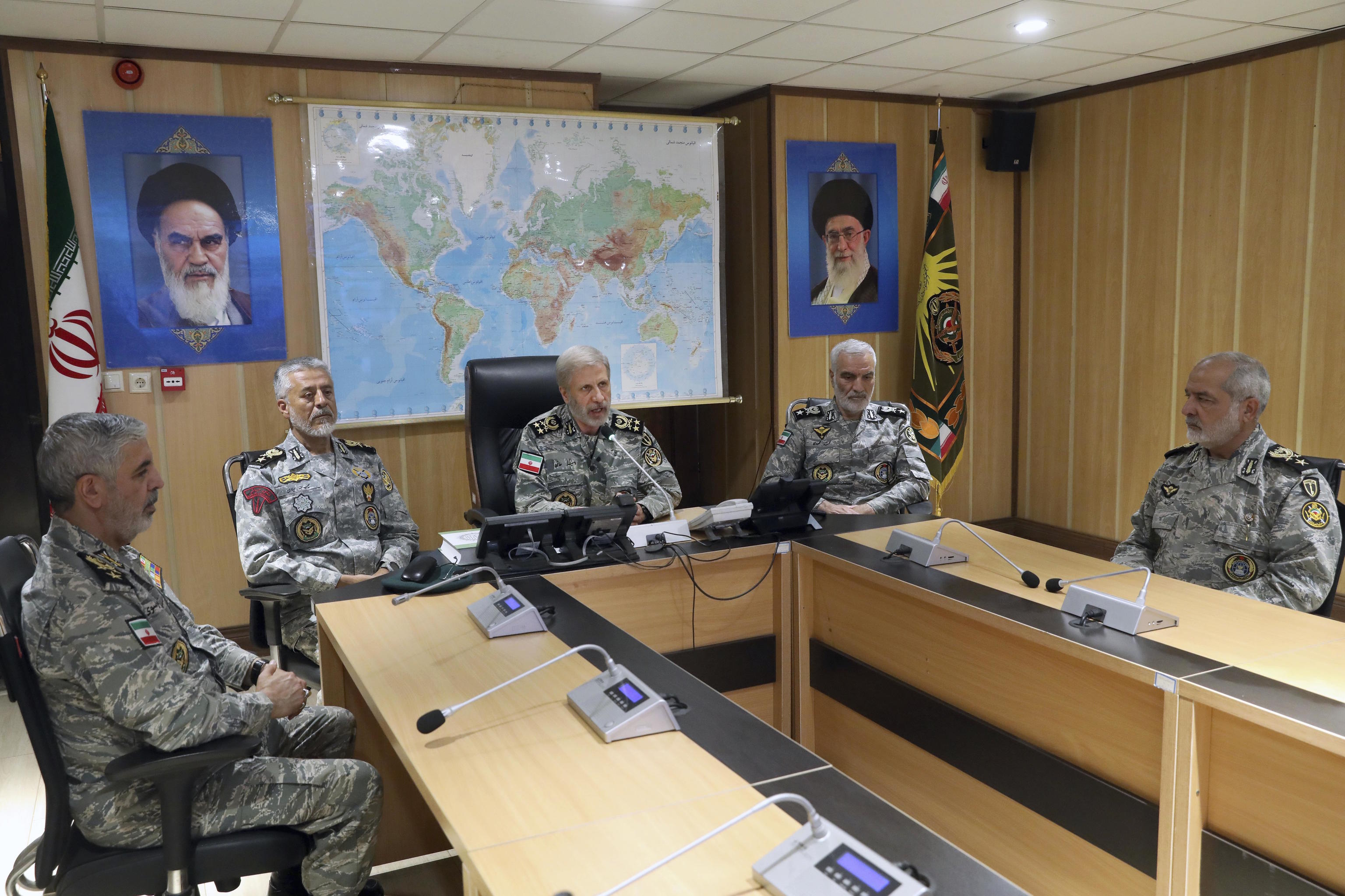 Iranian Army Commander-in-Chief General Amir Hatami, center.