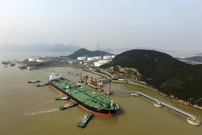 The Iranian oil tanker Daniel, at the port of Zhoushan, China, in 2018.