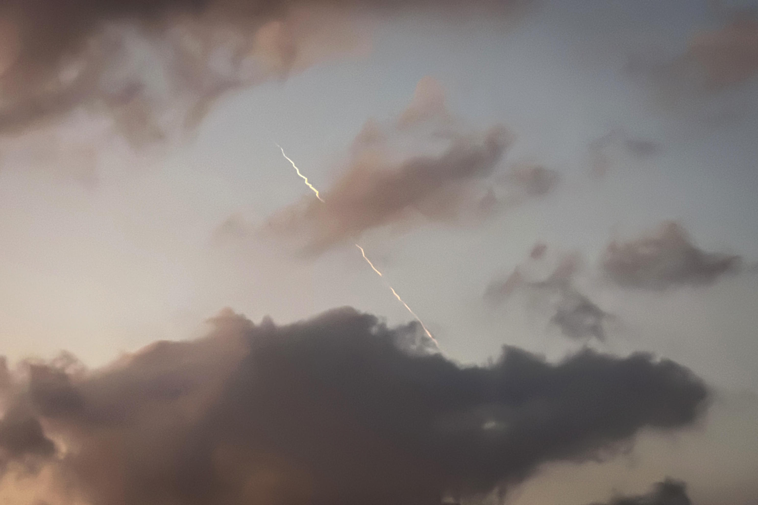Missiles fired from Iran in retaliation for Israeli attacks are seen in Nusairat.