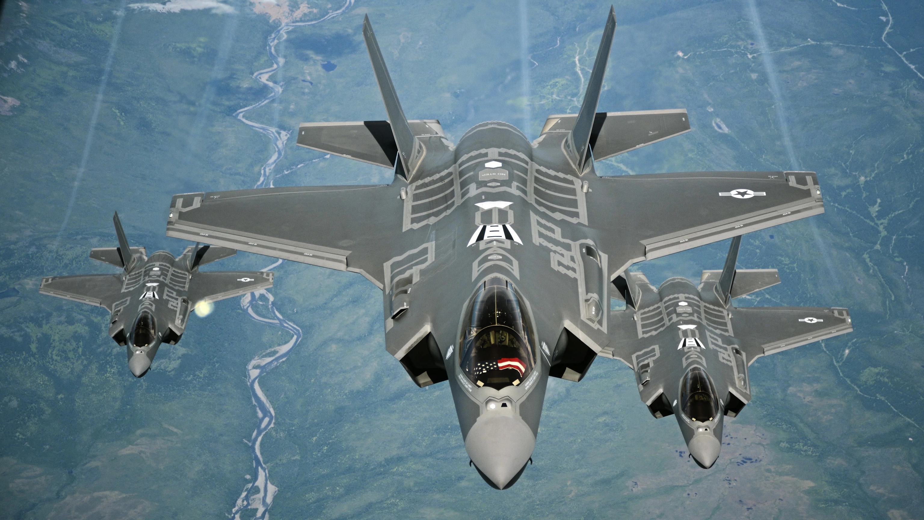 Three F-35 fighter.