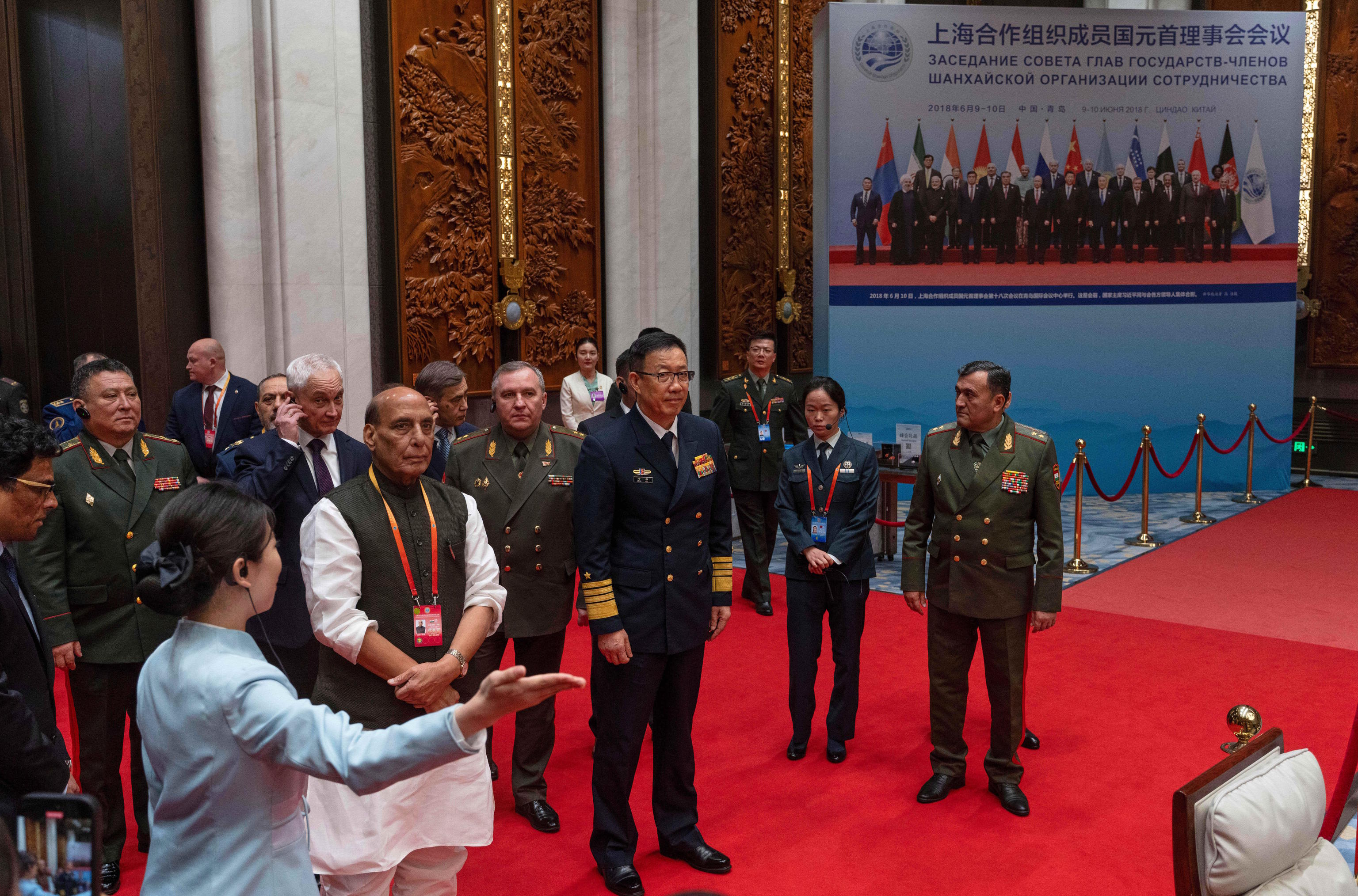 Chinese Defense Minister Dong Jun, center, during Shanghai Cooperation Organization Summit Site.