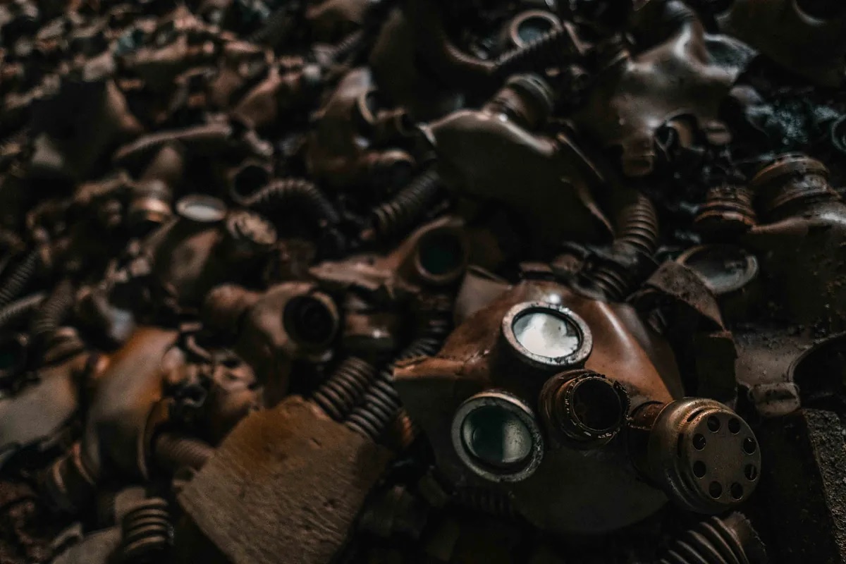 Child gas masks at the Pripyat school.