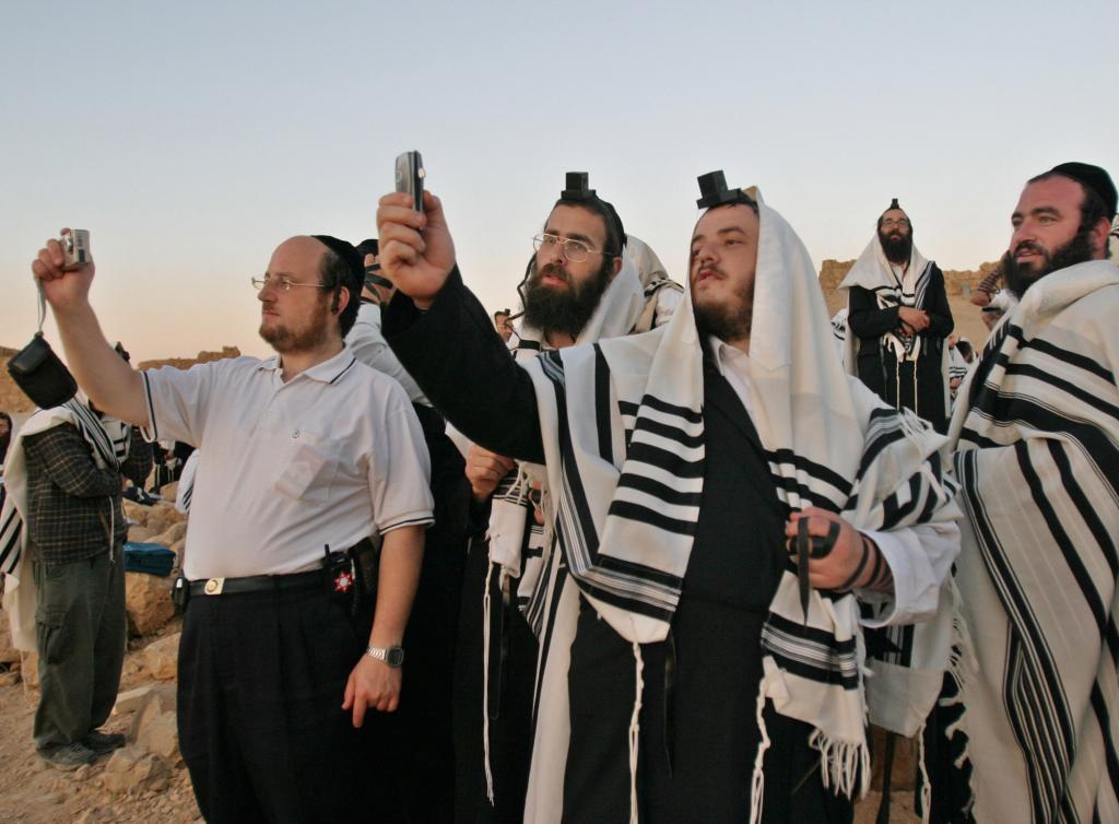 Ultra Orthodox Jews in prayer.