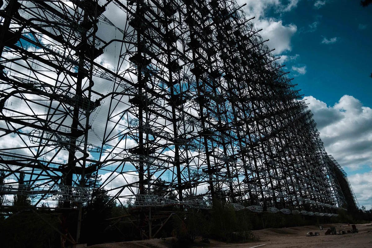 Antenna wall of the Duga radar, near the Chernobyl power plant.