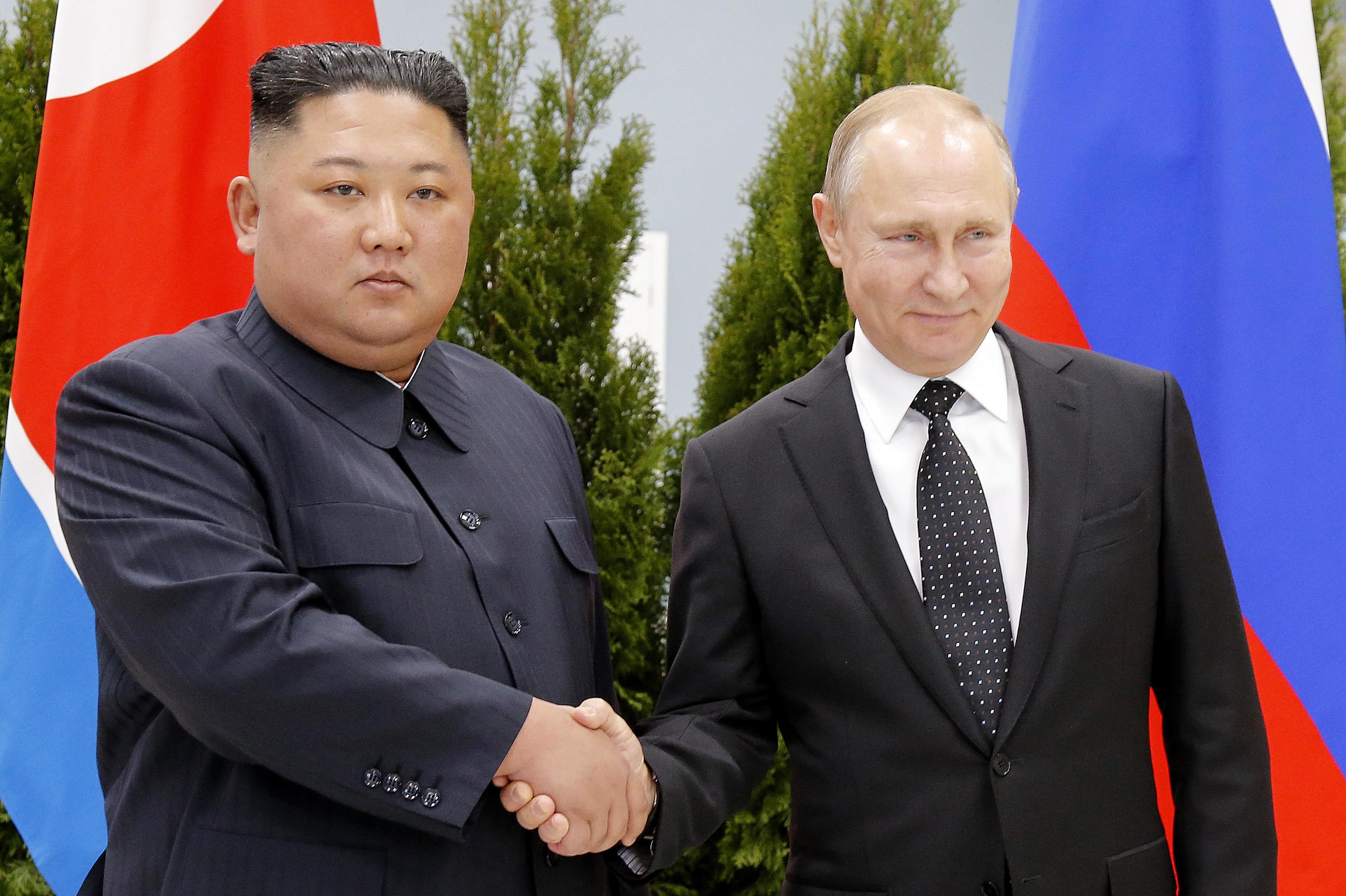 Russian President Putin and North Korea's leader Kim Jong in 2019.