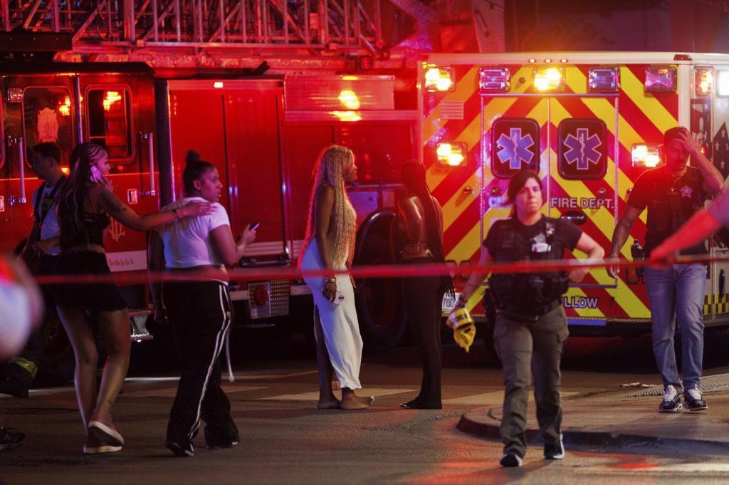 Police at the scene of a shooting.