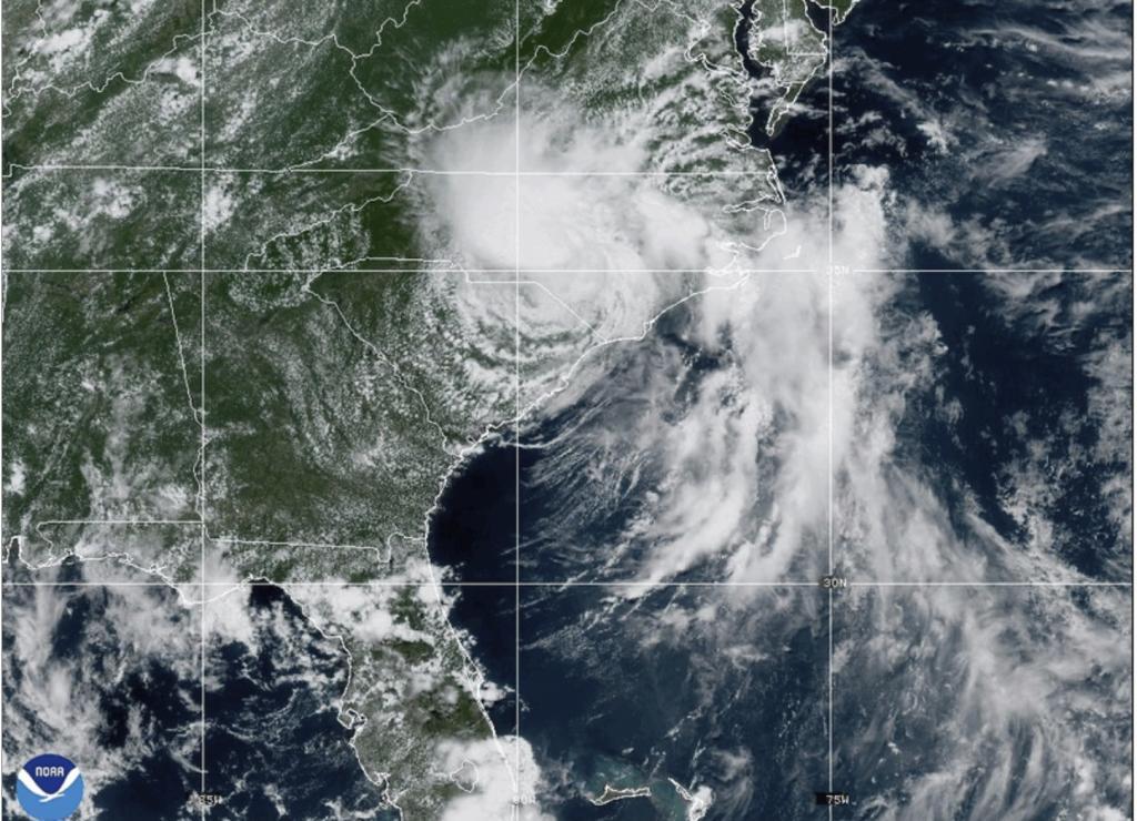 Tropical Storm Chantal forming off the coast of the Carolinas