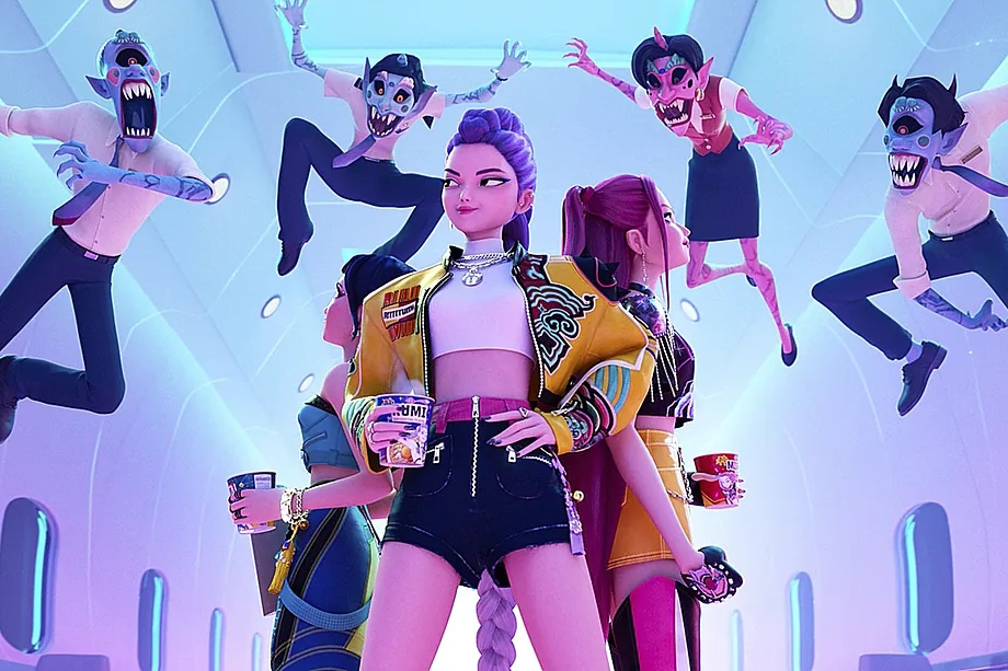 The protagonists of the film K-pop warriors form the fictitious group Hunt.