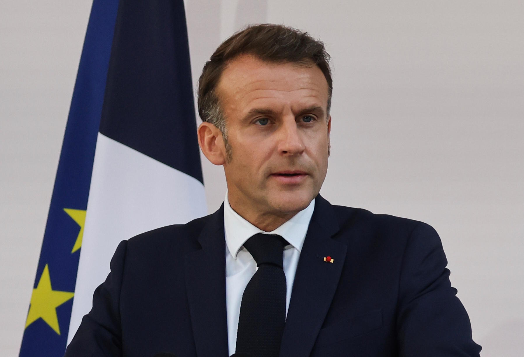 French President, Emmanuel Macron, during his speech in Paris, this Sunday.