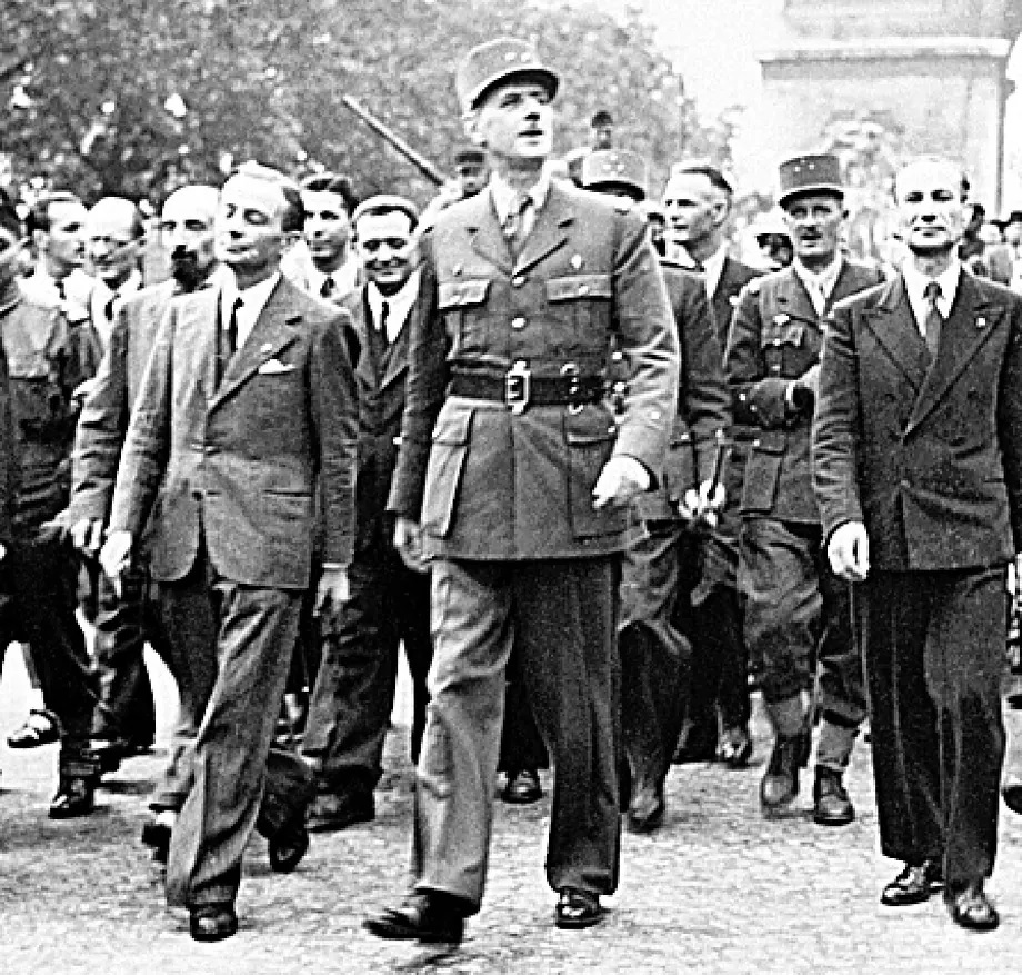 Charles de Gaulle, on the Champs-lyses after the liberation of Paris.