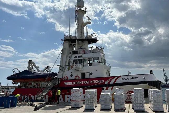 World Central Kitchen's ship carrying food for the Palestinian population.