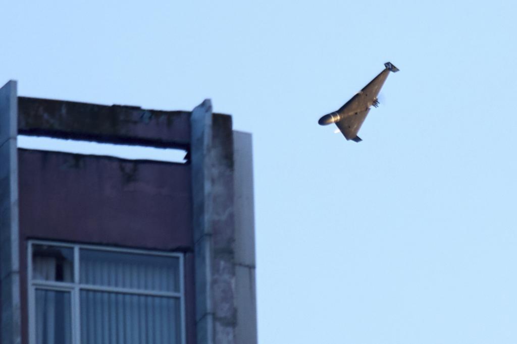 A Russian drone attacks a building.