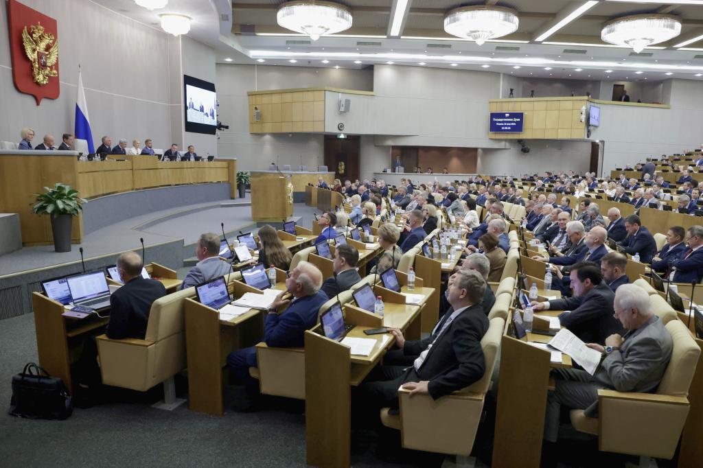 State Duma, deputies attend a session.