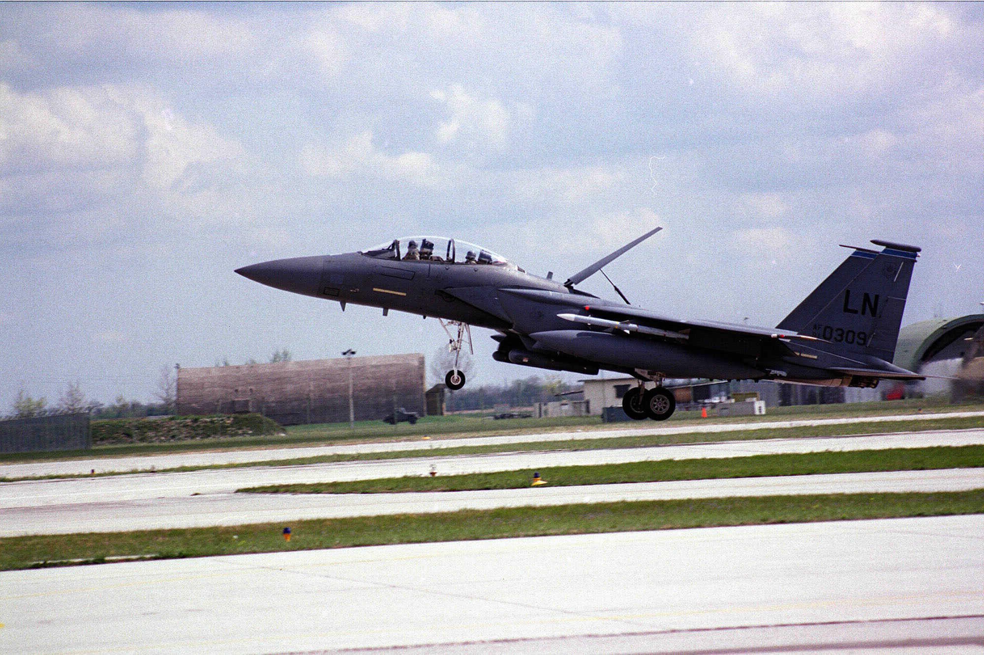 An F-15E fighter jet.