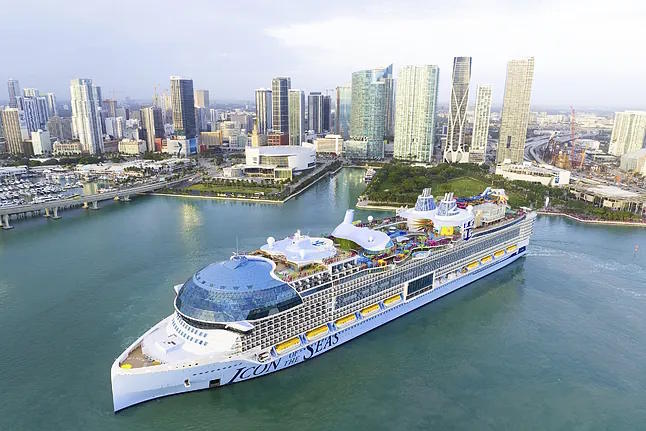 Icon of the Seas, the world's largest cruise ship, in Miami.