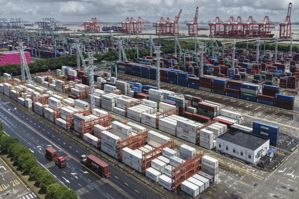 Container terminal port in Shanghai.