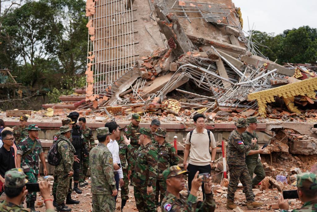 Damaged Buddhist pagoda in An Ses, a Cambodia-Thailand borders.