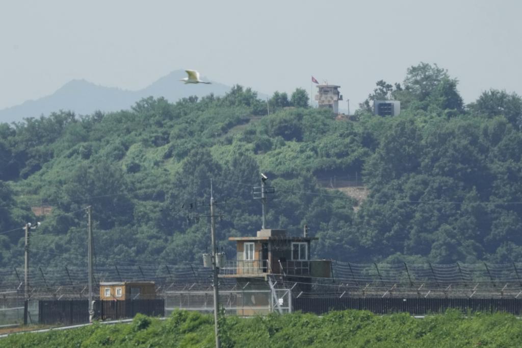 A North Korean military guard post, loudspeaker