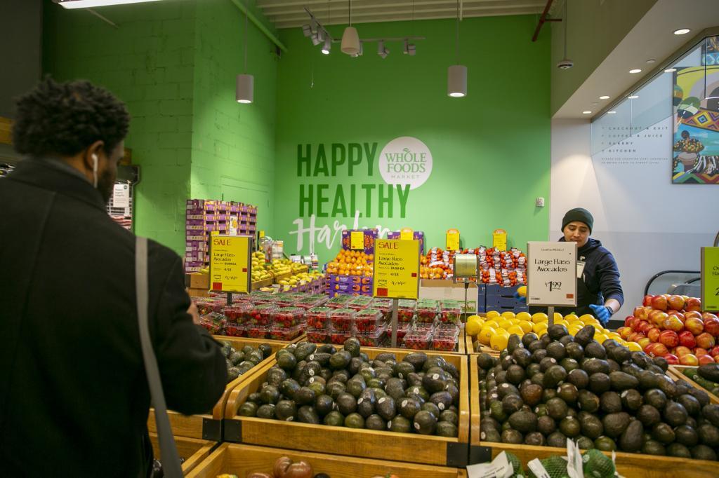 A Whole Foods Market grocery store is in the Harlem neighborhood