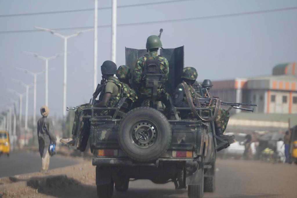 Nigeria army patrols along the Kaduna Birnin Gwari area in Nigeria