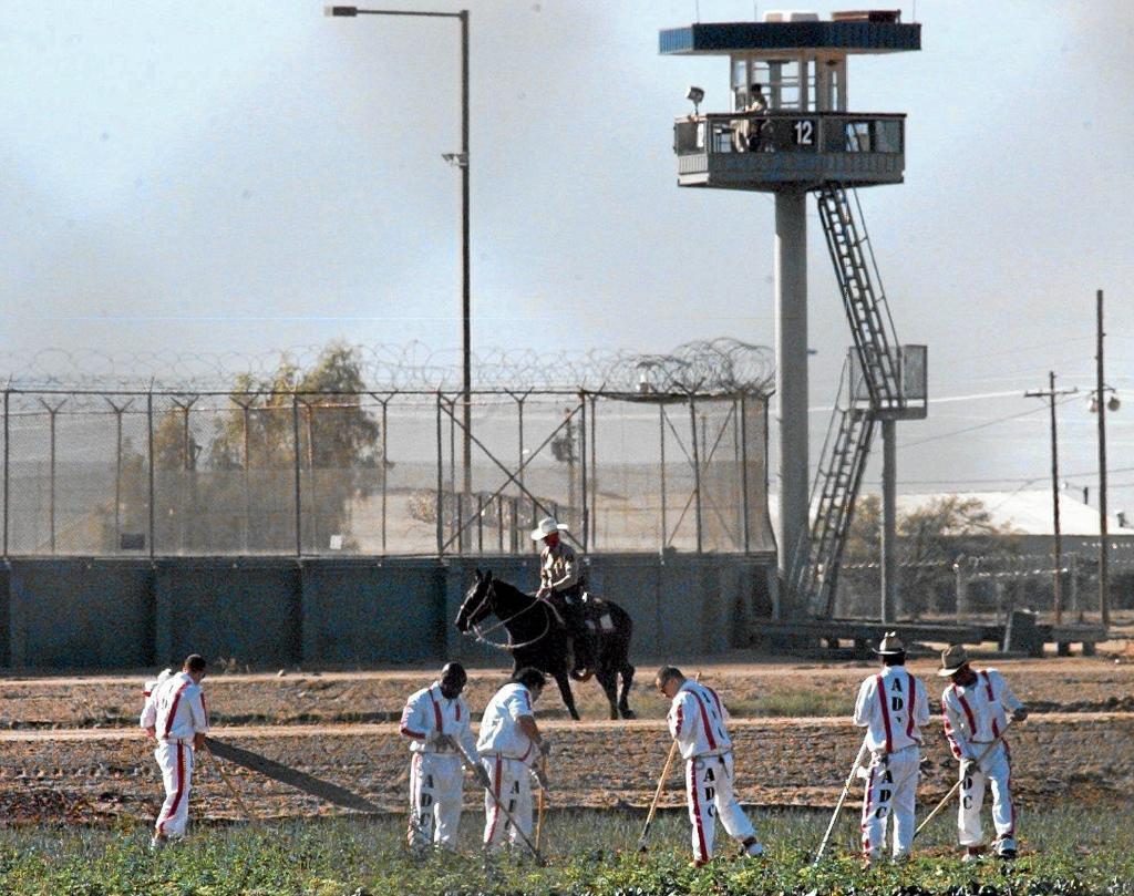 Death row inmates work at Arizona State Prison.