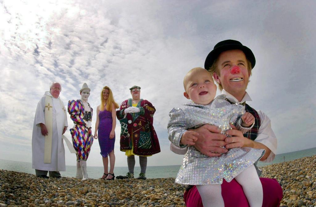 Christening of the granddaughter of the famous clown Zippo on Brighton beach.