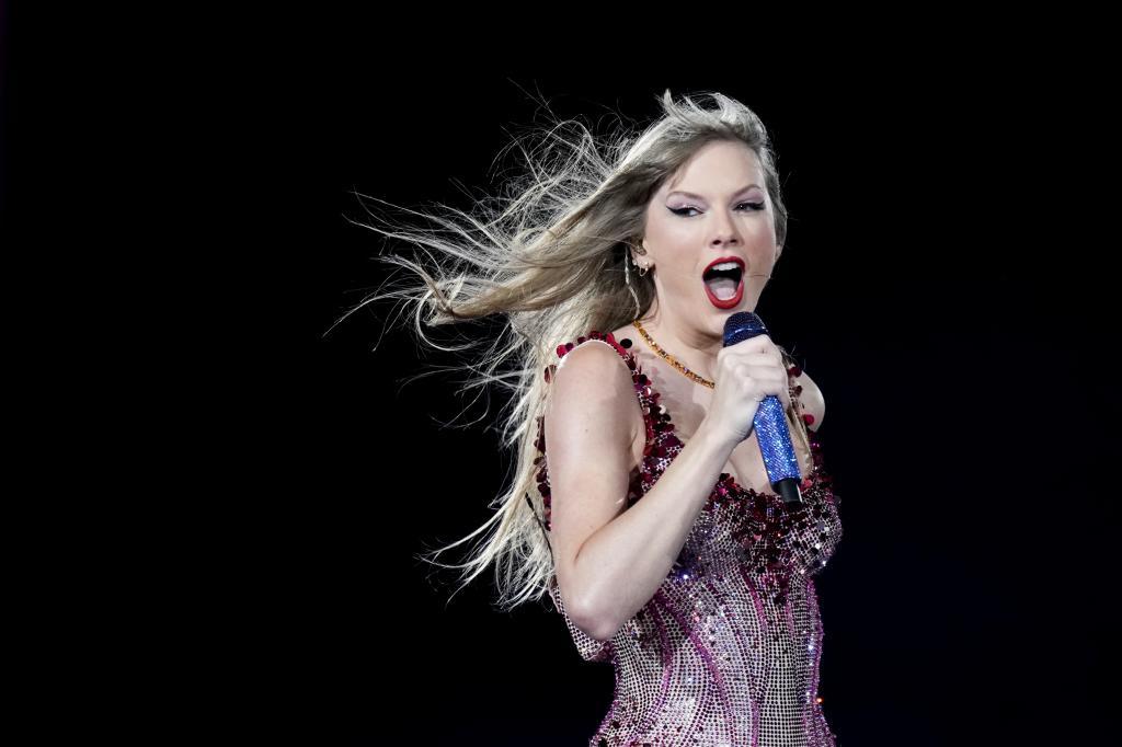 Taylor Swift performs at the Monumental stadium during her Eras Tour concert in Buenos Aires