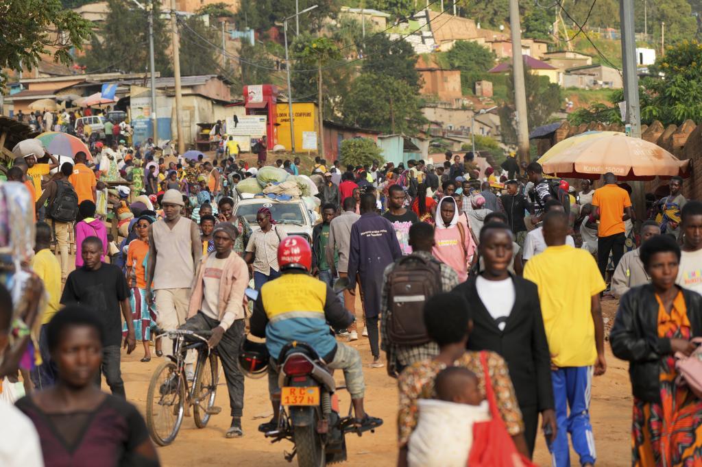 Traders at Nyabugogo market on the outskirts of Kigali