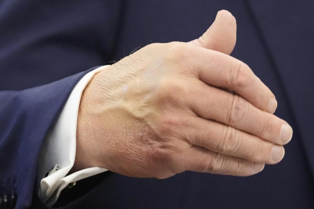 President Donald Trump gestures.
