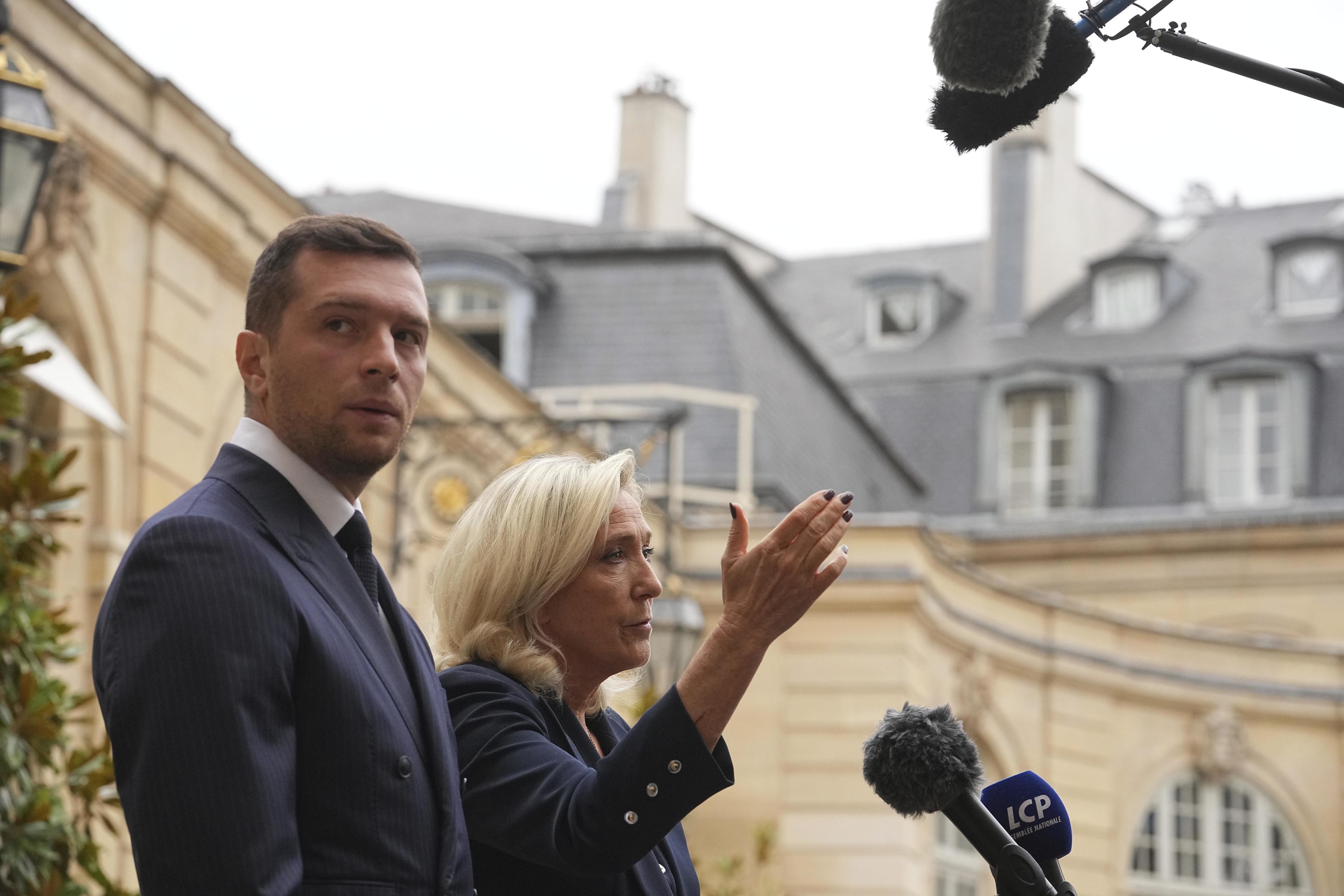 Jordan Bardella and Marine Le Pen in Paris, this Tuesday.