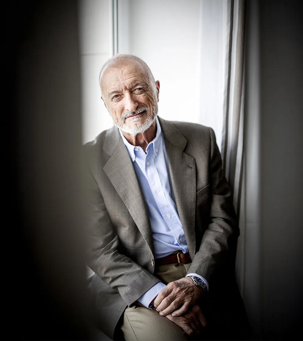 Arturo Prez-Reverte, at the Hotel Palace in Madrid, during the interview.