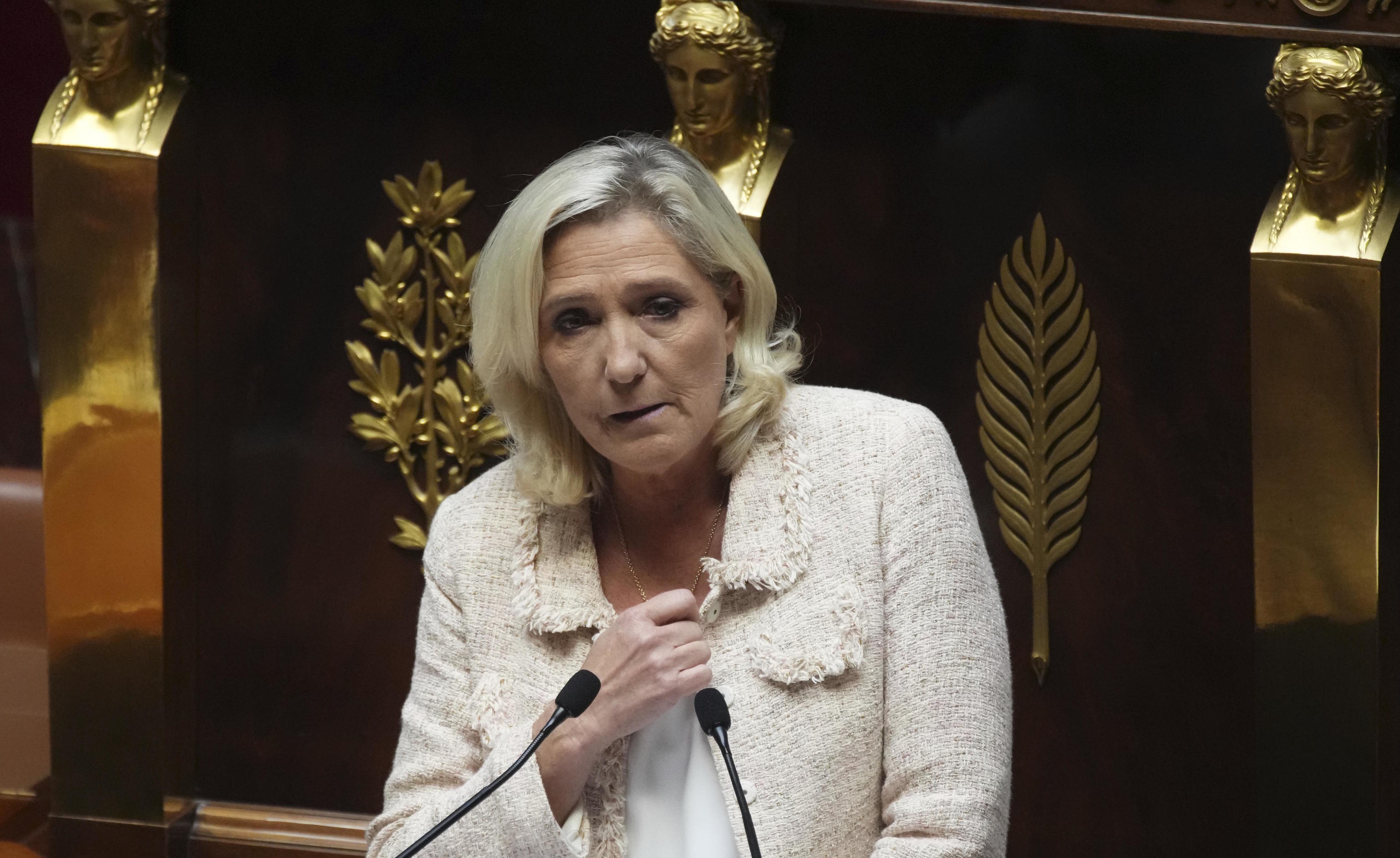 Marine Le Pen speaks this Monday in the National Assembly.